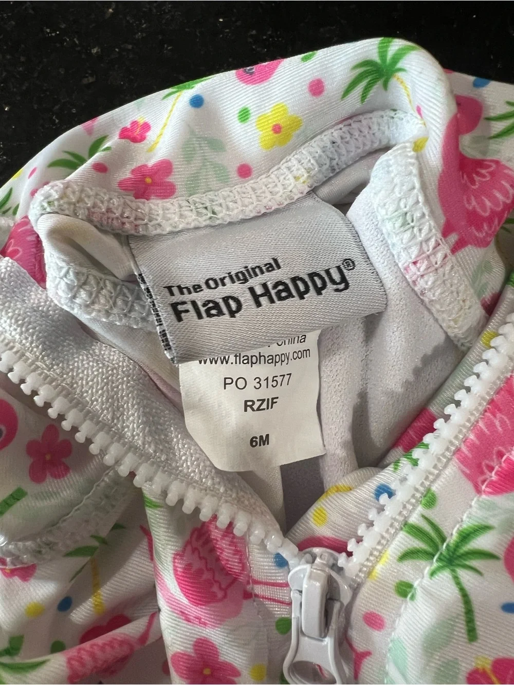 Flap Happy White Long-Sleeve Flamingo Print One-Piece